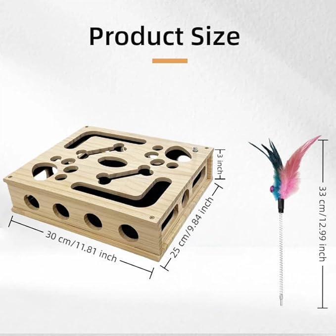 Cat Nail File Scratch Enrichment Box Enrichment Puzzle Toy for Indoor Cats Interactive Cat Scratch Puzzle Enrichment Box Toy with Sandpaper and Bell Ball, Nail File Stress for Cats