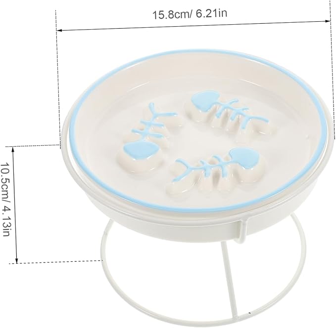 Abaodam Elevated Ceramic Cat Bowl Kitten Slow Feeder Pet Food Dish for Indoor Cats