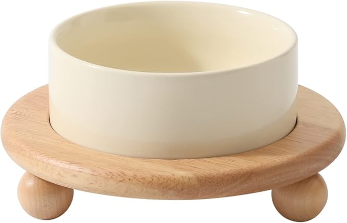 Havniva Raised Cat Bowls Water Bowl 5.1” Elevated Ceramic Cat Food and Water Bowl Whisker Friendly Pet Food Bowls for Indoor Cats, Wide Cat Water Dish Prevent Whisker Fatigue Non Slip Cat Feeder