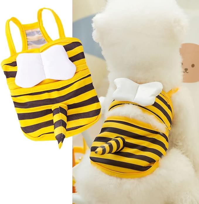 Funny Dog Swimwear Bikini Summer Dog Clothes Beach Swimsuit Puppy Bathing Suit Puppy Vest Cooling Pet Shirt for Small Dogs, Cat Apparel (Large, Yellow Bee)