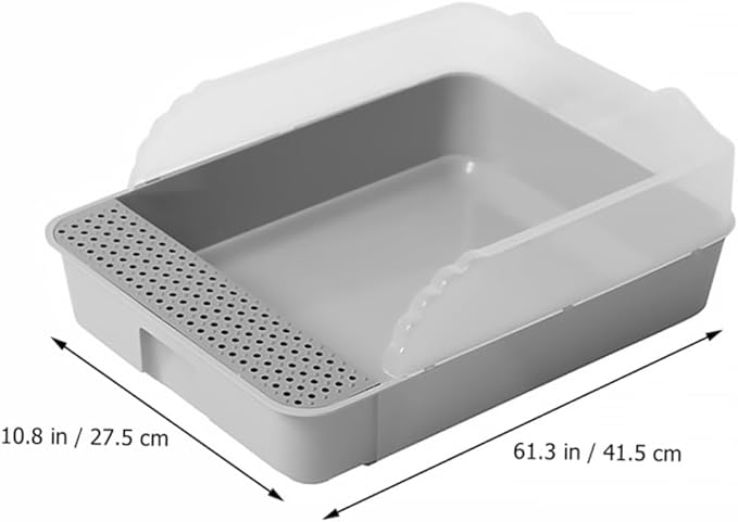 Semi-Enclosed Cat Litter Pan Toilet, Detachable Anti-Splash Durable Polymer Kitten Litter Box, Small Grey Potty for Indoor Cat Housebreaking