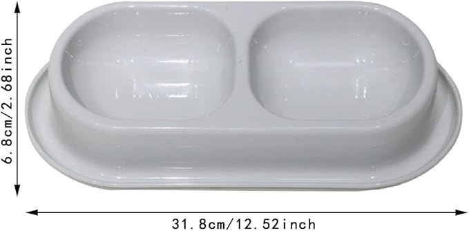 Cat Feed Bowl Drinking Feeding Dish Function Nonslip PP Material Easy to Clean Suitable for Cats Dogs, Light Gray