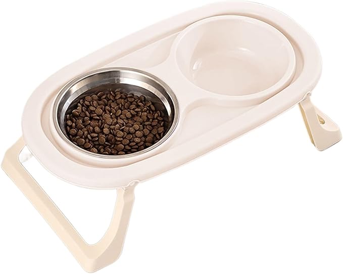 1pcs Foldable Stainless Steel Food Cat Bowls Dog Bowl(White)