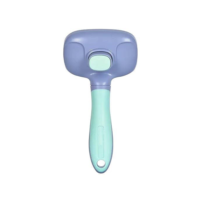 One for Pets Self-Cleaning Dog and Cat Slicker Brush, Cat Brush with Release Button, Indoor Cats Shedding, for Cat and Dog Grooming (Purple & Blue)