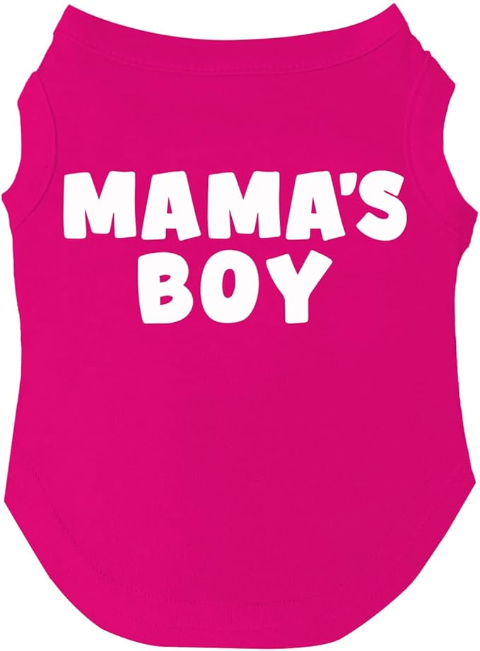 Mama's Boy Mother's Day, Valentine's Day Dog Tee Shirt | Sleeveless | Sizes for Puppies, Toys and Large Breeds (Hot Pink, 5X-Large 944)