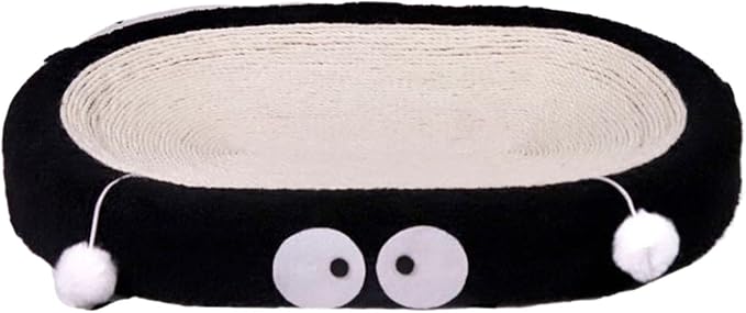Cat Scratch Pad Bowl Nest Corrugated Cat Lounge Comfortable Claw with Interaction Ball Toy Furniture Protector, Black Oval