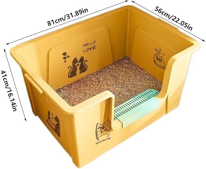 Pet Supplies, Litter Box for Large Cats,High Sides, Anti-Splash, Multi-Cat Use