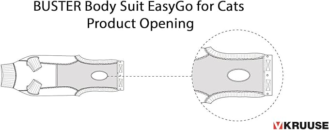 Kruuse Buster EasyGo Recovery Suit for Cats – Black/Grey (3X Small, 11.5") – Soft, Breathable Post-Surgery Bodysuit for Wound Care, Hot Spots & Incontinence – Comfortable Protection for Cats