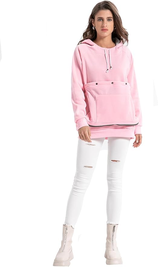 Unisex Cat Pouch Hoodie Long Sleeve Kitten Puppy Holder Hoodies Front Large Pouch Pet Carrier Sweatshirt