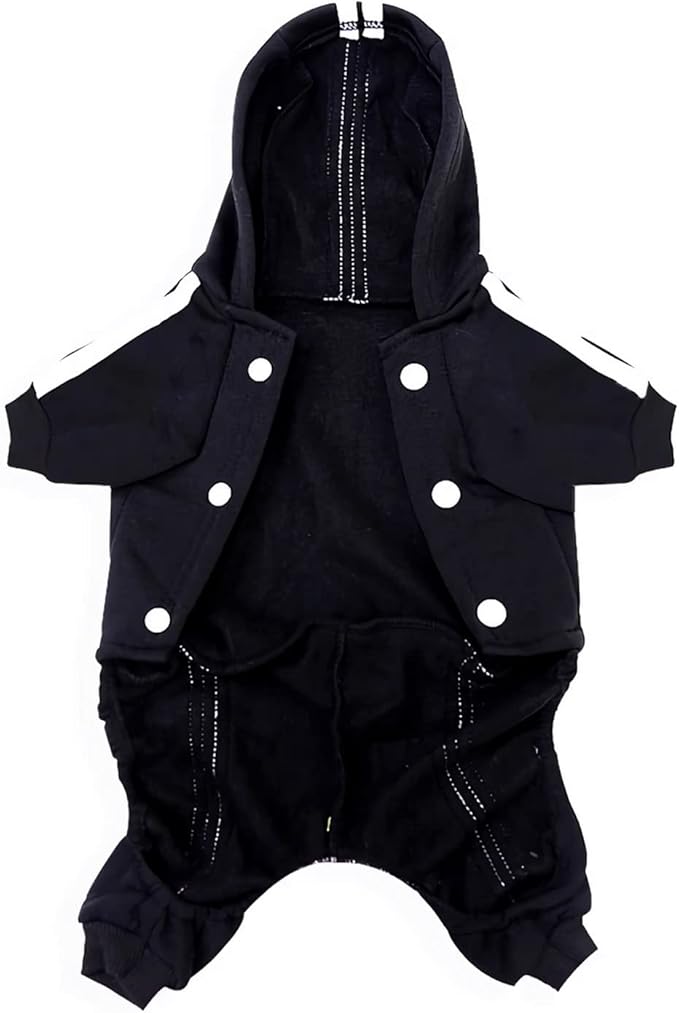Weowin Pet Outfit - Cute Dog Hoodie Tracksuit Sweater Winter Clothes Pajamas Jumpsuit 4-Legs Black for Puppy Small Medium Large Dogs Girl or Boy (Medium)