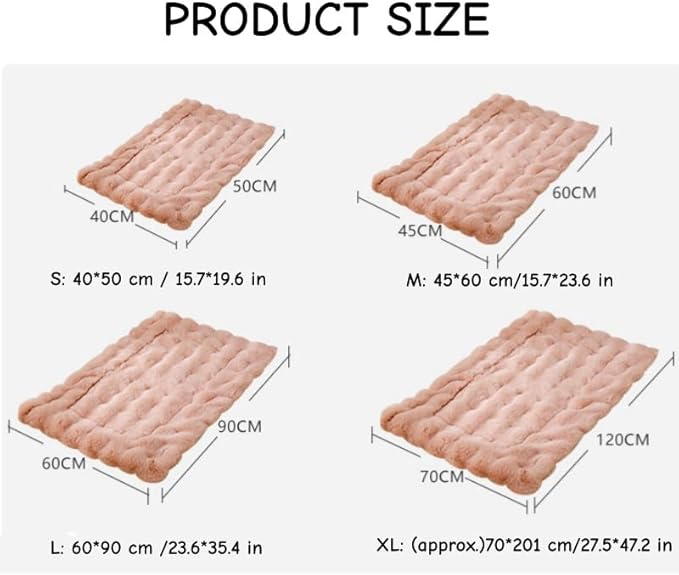 Cat Bed Mat Dog Crate Pads, Cat Beds for Indoor Cats Small Dogs, Plush Pet Bed Mats Faux Fur Dog Crate Mat with Removable Pillow for Cages/Floor/Couch (Pink-with Pillow,L-23.6 * 35.4 in)