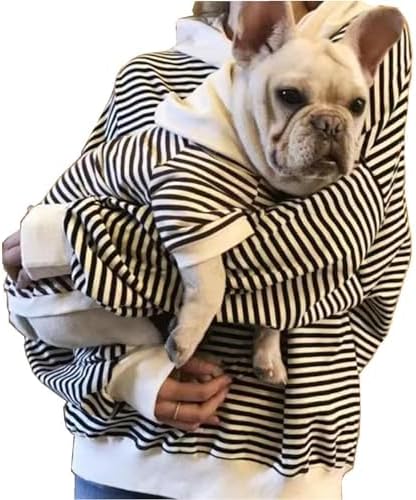 Matching Dog and Owner Clothes Separately Sold,Striped Mom Dad Dog Hoodie for Small Dogs Cats,Puppy Sweatshirt Fall Winter(Black,Pet 4XL)