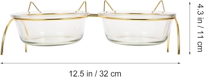 ELEOUTI Angled Cat Feeding Bowl Set with Neck Protection Double Bowls with Iron Raised Stand for Cats Suitable for Home Feeding and Watering