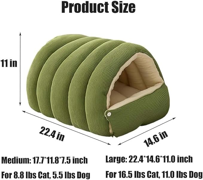 Removable and Washable Winter Closed-Off Cat Bed, Cutypet Winter Cave, Warm Foldable Secure Pet Nest for Indoor Cats & Small Dogs, Comfor Plush Snuggle Hut for Kitty, Puppy, Pets (Linen-Black 2,M)