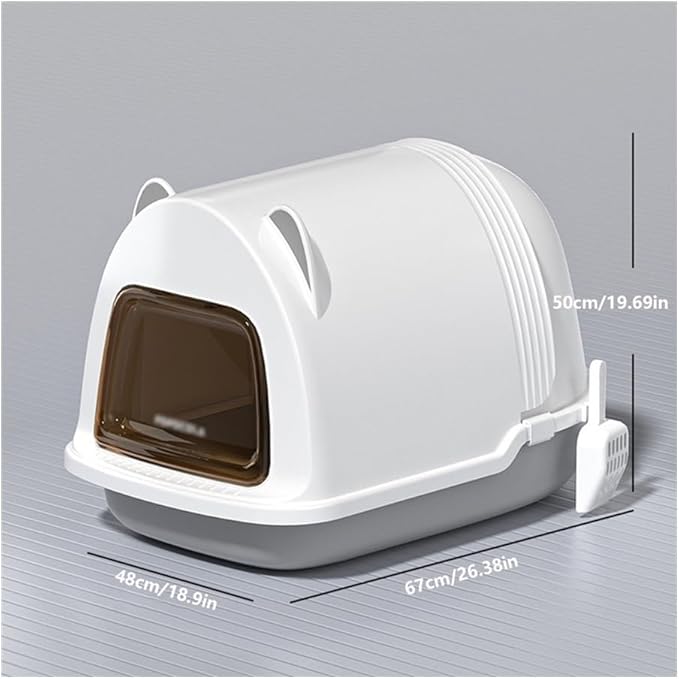Pet Supplies, Enclosed Large Cat Litter Box with Hood, Anti-Splash & Easy-Clean Tray
