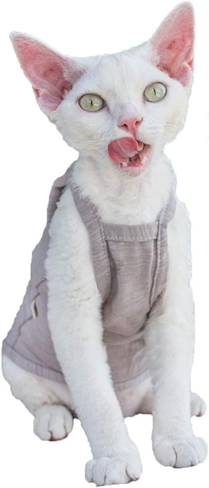 Hairless Cats Solid Cotton Camisole, Breathable Summer Tank Tops for Sphynx, Cornish Rex, Devon Rex, Peterbald, Cat Wear Hairless Cat Clothes Soft Skin-Friendly Cats Apparel Assorted Colors and Sizes