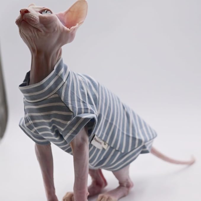 Cotton Sphynx Cat Clothes Spring and Summer Thin High Elasticity Devon Rex, Konish Clothes Hairless Cat Clothes Cat Apparel for Small Cats and Dogs (Grey, X-Large)