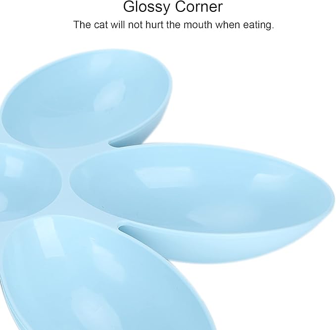 Cat Food Bowl, Plastic Flower Petals Shaped Cat Water Bowls for Feeder, 16.3in Diameter for Cats and Kittens (Blue)