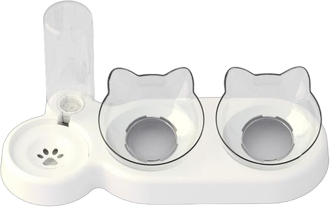Multiple Purpose Cats and Dogs Double Bowl Automatic Water Feeding System Clear Visible Bowl and Travel
