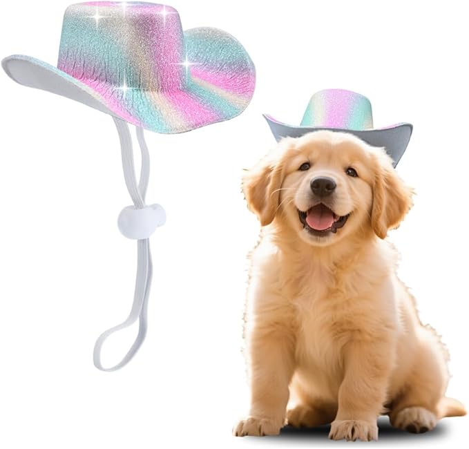 Colorful Pet Cowgirl Hat for Dog Cat Cowgirl Hat Costume for Dogs Cats Cowboy Accessories for Girls Boys Colorful Hats for Cowboy Cowgirl Hair Accessories for Kids Daughter Son Grandkids