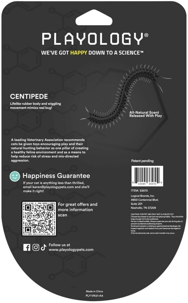 Playology Cat Toys | Catnip Toy Centipede for Chewing Chasing and Pouncing | Interactive Cat Toys for Indoor Cats
