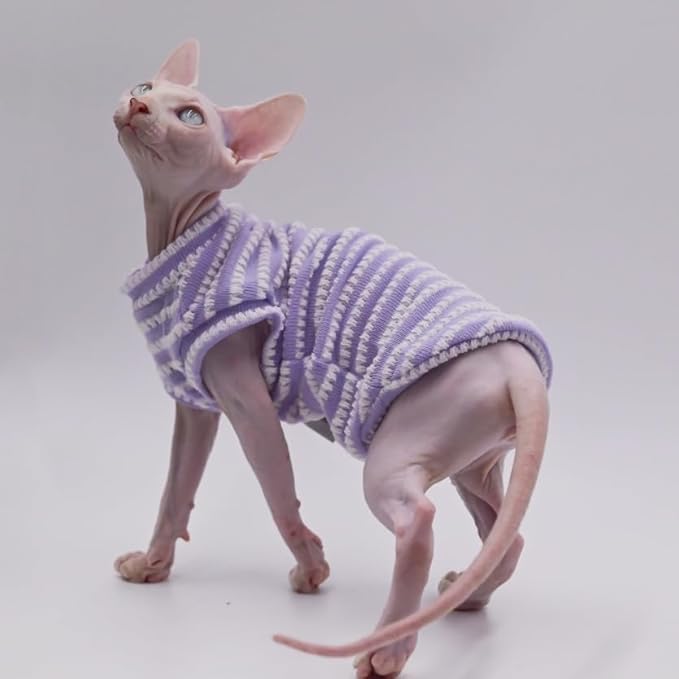 Sphynx Cat Summer Pure Cotton Skin-friendly Clothes for Small Cats (PINK, XX-Large)