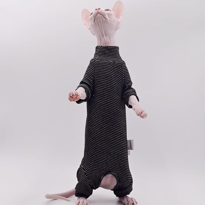 Hairless Cat Clothes Four-Legged Velvet Warm Autumn and Winter Cat Apparel for Sphynx, Devon Rex, Cornish (Medium)
