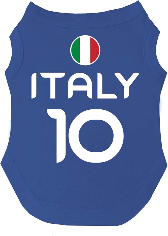 Italy Flag Soccer Jersey Style Dog Tee Shirt | Sleeveless Breeds | International Soccer | Game Day |Royal Blue, 4X-Large 1790