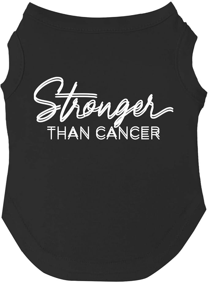 Stronger Than Cancer Dog Tee Shirt | Sleeveless | Cancer Awareness | Hope | Support | Ribbon (Black, 3X-Large 1020)