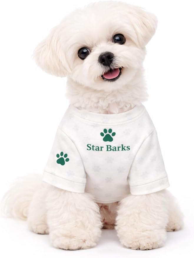 Everything Chic Luxury Designer Dog T-Shirt Trendy Puppy Clothes for Small Dogs, Fashion Pet Tee for French Bulldogs & Chihuahuas, Soft Cotton-Blend, StarbarksTee, Small