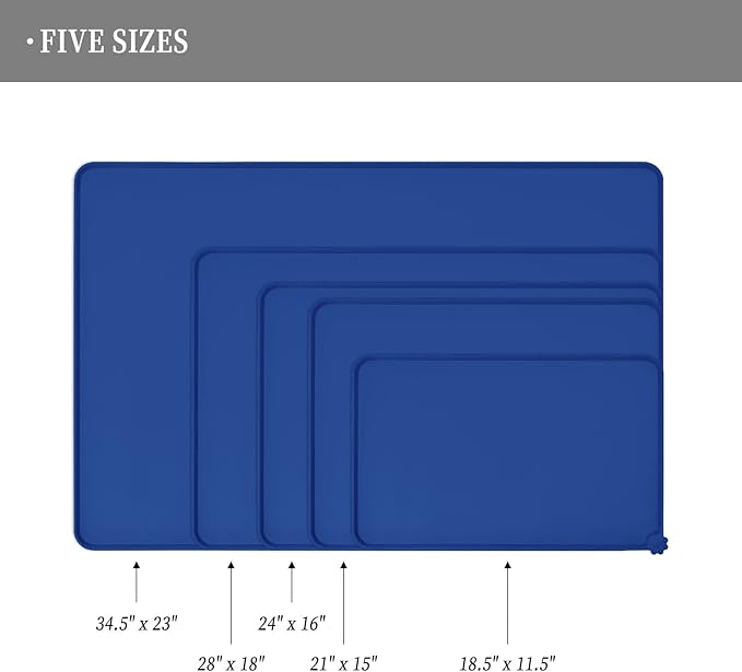 Reopet Waterproof Pet Feeding Mat, Non-Slip Silicone Placemats for Dog Cat Food and Water Bowl, High Raised Edges to Prevent Spills and Protect Floors