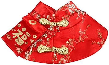 Cat Clothes,New Year's Cloak Dog Clothes Red Pet Cheongsam Cloak Clothes for Cats Small Dogs Puppy(Red,S)