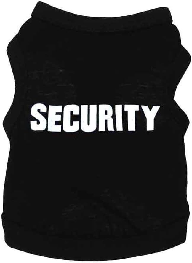 Pet Clothes, Cool Security Vest Pet Puppy T-Shirt Cotton Clothing Apparel Cat Spring Summer Breathable Sleeveless Harness Costume Clothes for Small Dogs (S, Black)