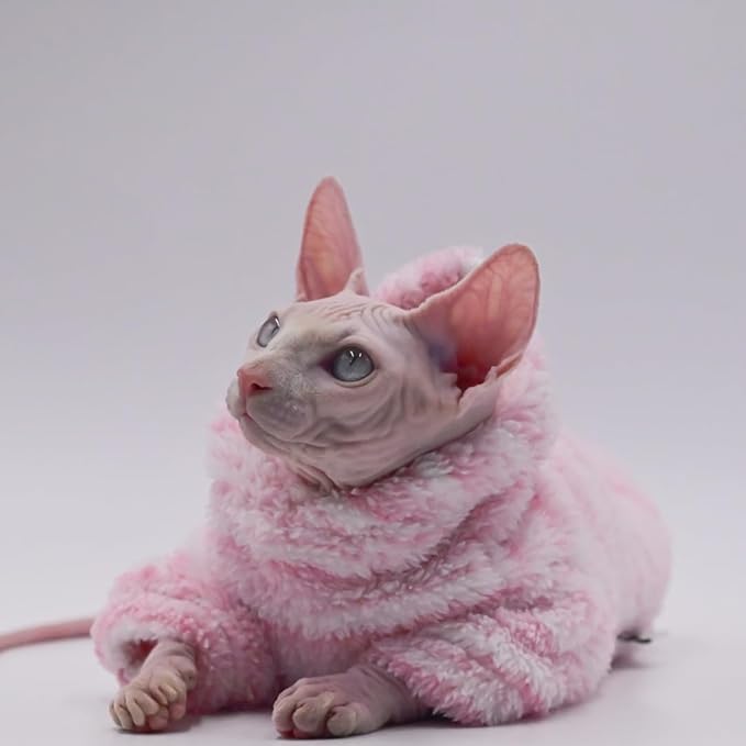 Hairless Cat Clothes Warm Thickness Soft Winter Cat Apparel for Sphynx Cats, Devon Rex Cats, Cornish and Small Cats (Large)