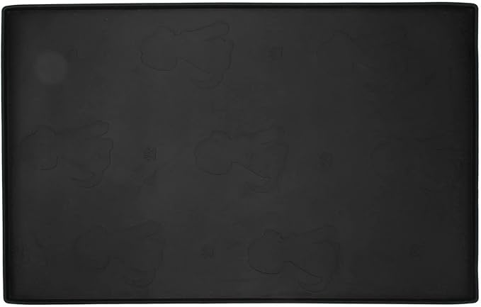 Dog Feeding Mat, Waterproofed Cat Food Mats, Anti Slip Silicone Cat Dog Food Mat for Messy Drinkers to Protect Floors (Black)