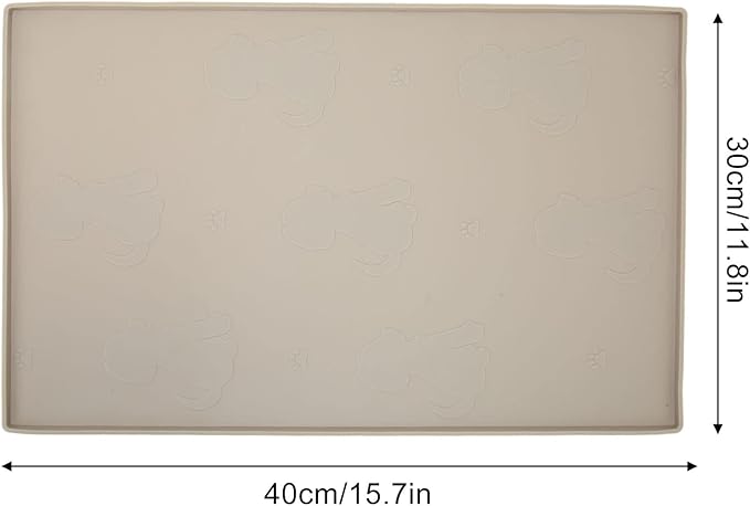 Dog Feeding Mat, Waterproofed Cat Food Mats, Anti Slip Silicone Cat Dog Food Mat for Messy Drinkers to Protect Floors (Beige)