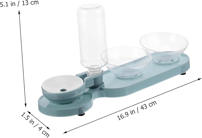 Yardwe Pet Automatic Water Dispenser Bottle with Tilt Double Bowls Transparent Design for Cats Capacity Lightweight and Practical Feeding