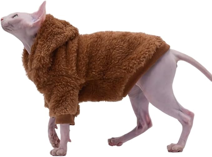 Sphynx Cat Apparel Kitty Clothes Warm Autumn and Winter Hairless Cat Outfits Cat Clothes for Devon Rex Cats, Cornish Cats and Small Cats (Pink, Large)