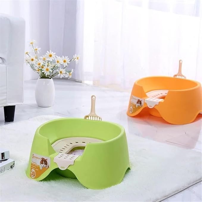 Pet Supplies, Open Top Cat Litter Box,Splash Proof Kitty Toilet, Easy Clean Pet Supplies(Green)