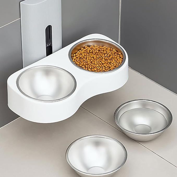 Detachable Cats Watering Eatting Bowl Double Bowl Pet Bowl Wall Mounted Bowl for Dog Watering Feeding Bowl