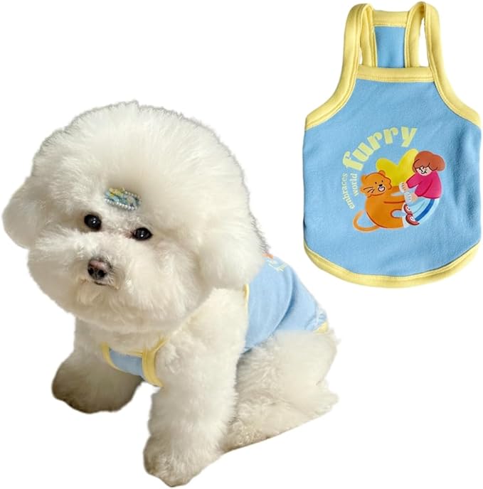 Pet Camisole Skirt Outfit for Small Dogs & Cats - Cute Spring Summer Printed Tank Top and Dress, Breathable Cat & Dog Clothing
