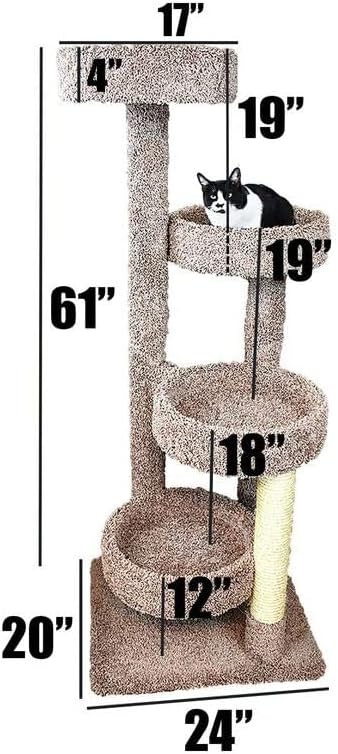 HomeStock Cat Tower Large Multi-LevelCarpeted Cat Tree with Scratching PostsCat Furniture for Indoor Cats Brown/Taupe