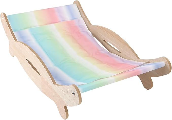 Naroote Cooling Cat Lounger, Wooden Cat Hammock Bed, Scratch Proof Cooling Pad Bed with Wooden Design, Ideal for Pets, Elevated Furniture for Dogs & Cats
