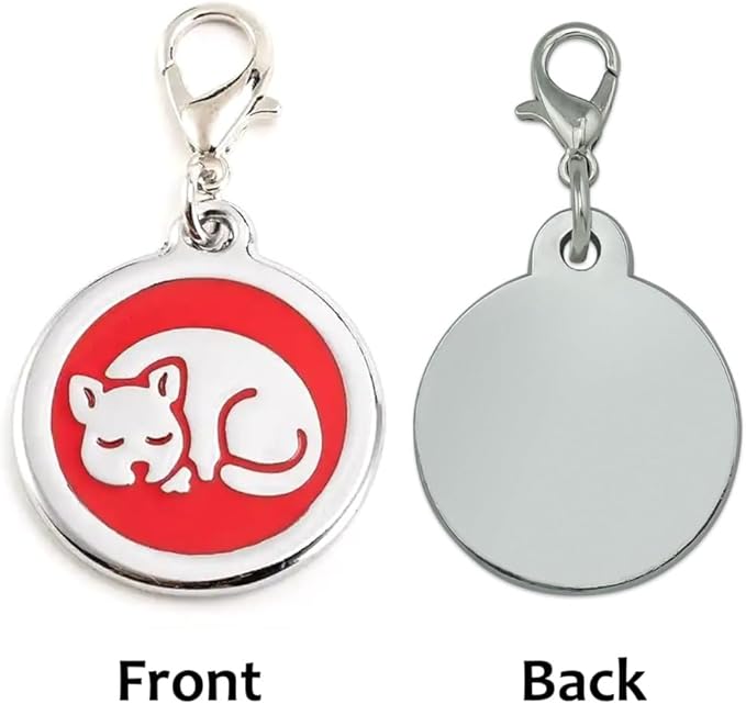 Personalized Sleeping Pet ID Tags with Trigger Snap Hook for Kittens and Cats - cat Name tag for cat Collar (Orange)
