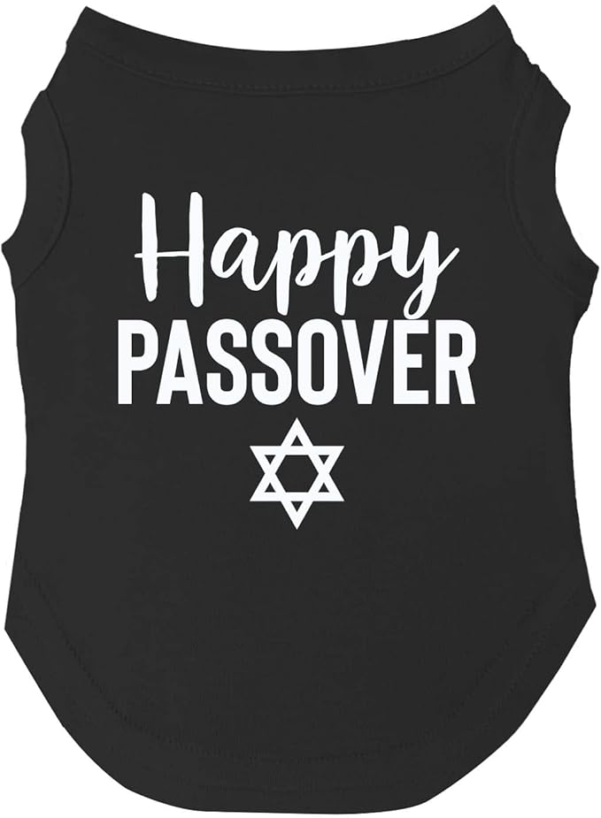 Happy Passover Dog Tee Shirt | Sleeveless | Sizes for Puppies, Toys and Large Breeds (Black, Small 76)