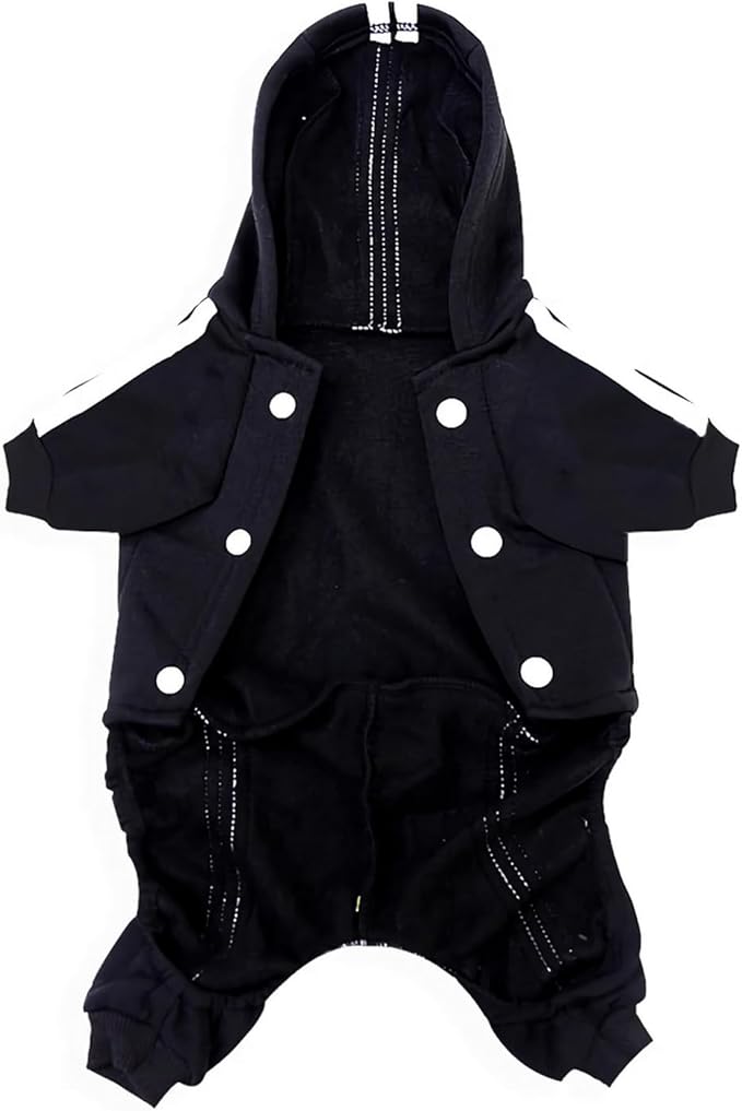 Pet Outfit - Cute Dog Hoodie Tracksuit Sweater Winter Clothes Pajamas Jumpsuit 4-Legs Black for Puppy Small Medium Large Dogs Girl or Boy (5X-Large)