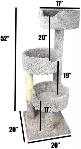 HomeStock Cat Tower with Beds - 30" x 29" x 54" - Scratching Post & Climbing Tree Beige/20 L x 20.5" W x 52" H