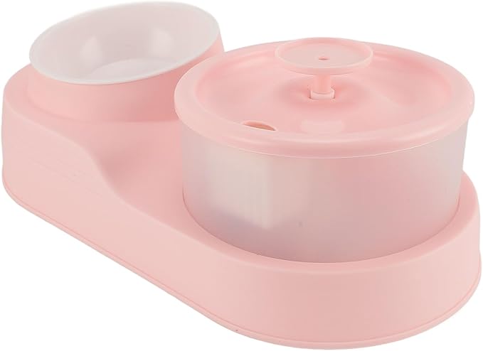 Cat Water Fountain, Automatic Circulating High Capacity Pet Water Dispenser that Keeps and Provides Continuous Source, Cat Feeder and Waterer Combo with Plastic (Plum Pink)