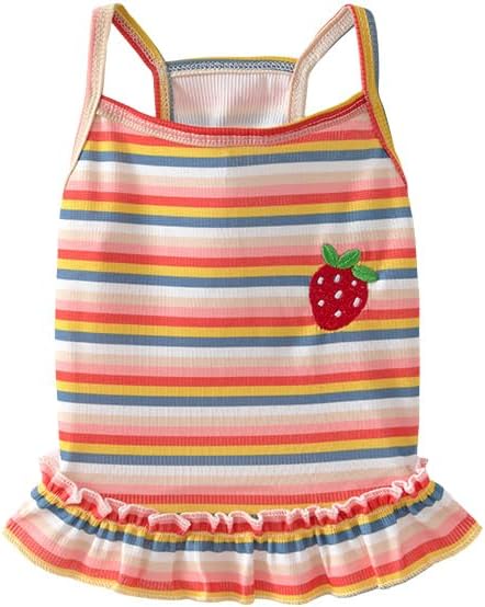 Dog Dress Clothes Puppy Birthday Outfit Pet T-Shirt Cut Rainbow Striped Summer Skirt Dresses for Small Medium Dogs Cats