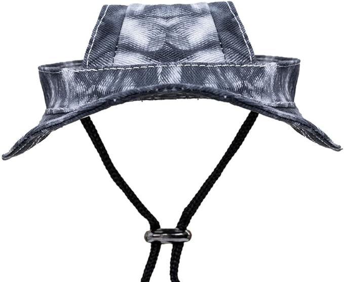 Summer Sun Hat for Dogs & Cats - Adjustable Buckle Fisherman Cap, Breathable UV Protection Pet Hat, Anti-Slip Sunshield Hat for Small Medium Large Pets (Black, Large)